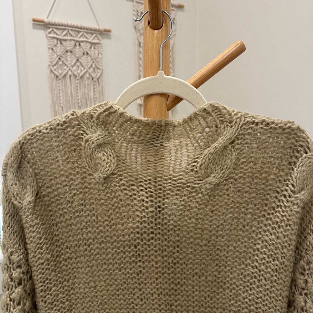 Max Mara Tan Chunky Knit Button Front Cardigan Sweater - Picture 4 of 8